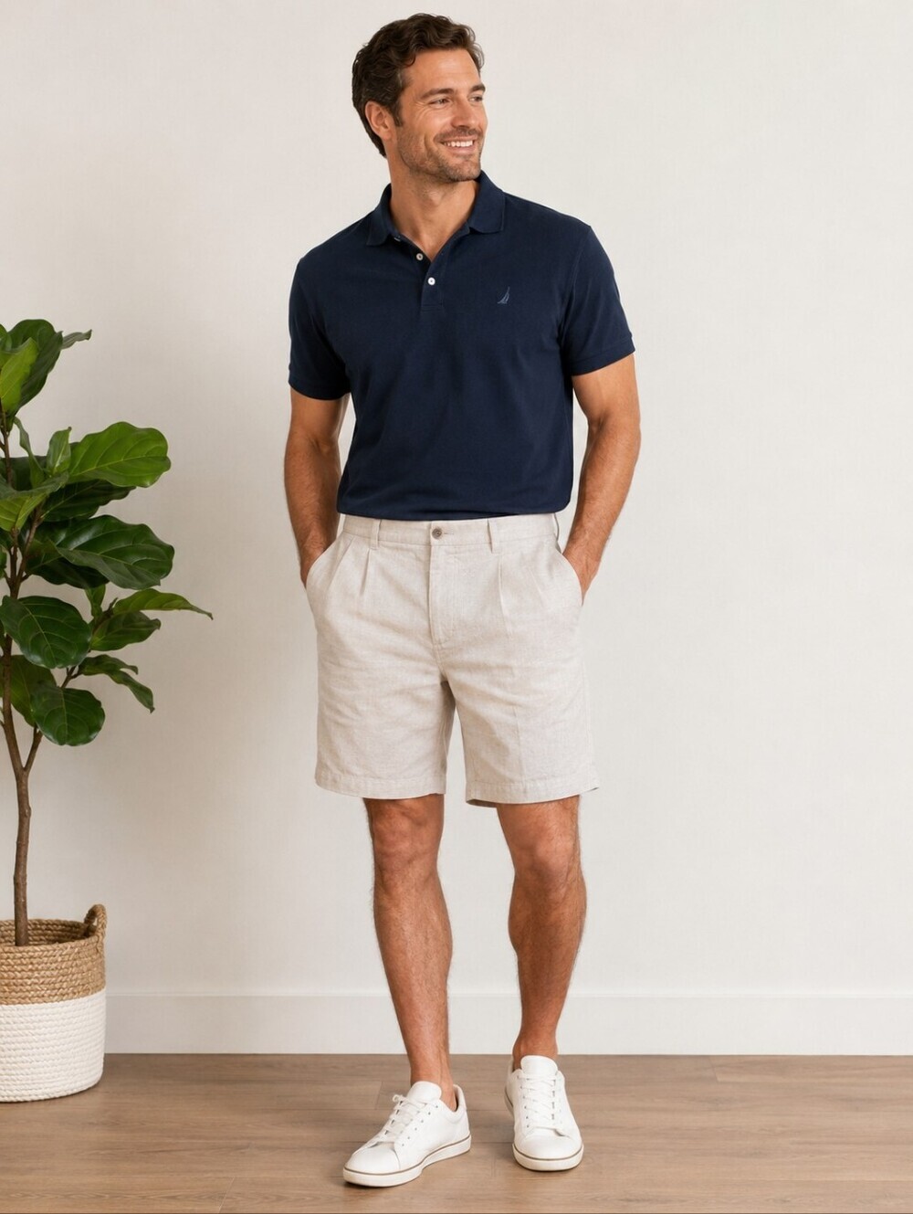 Dockers Light Beige Pleated Men’s Shorts Dockers Golf Linen/Cotton Blend